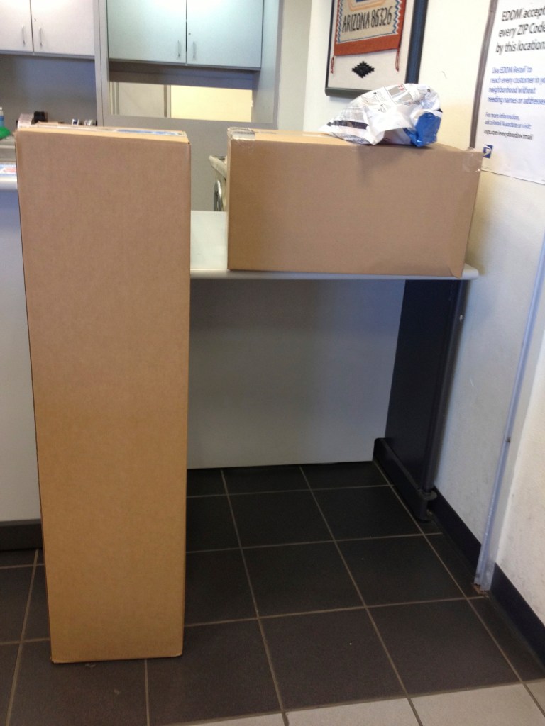 The Eureka, air mattresses, poles, and rugs being shipped for storage - someday when we stop, this will be our house :P